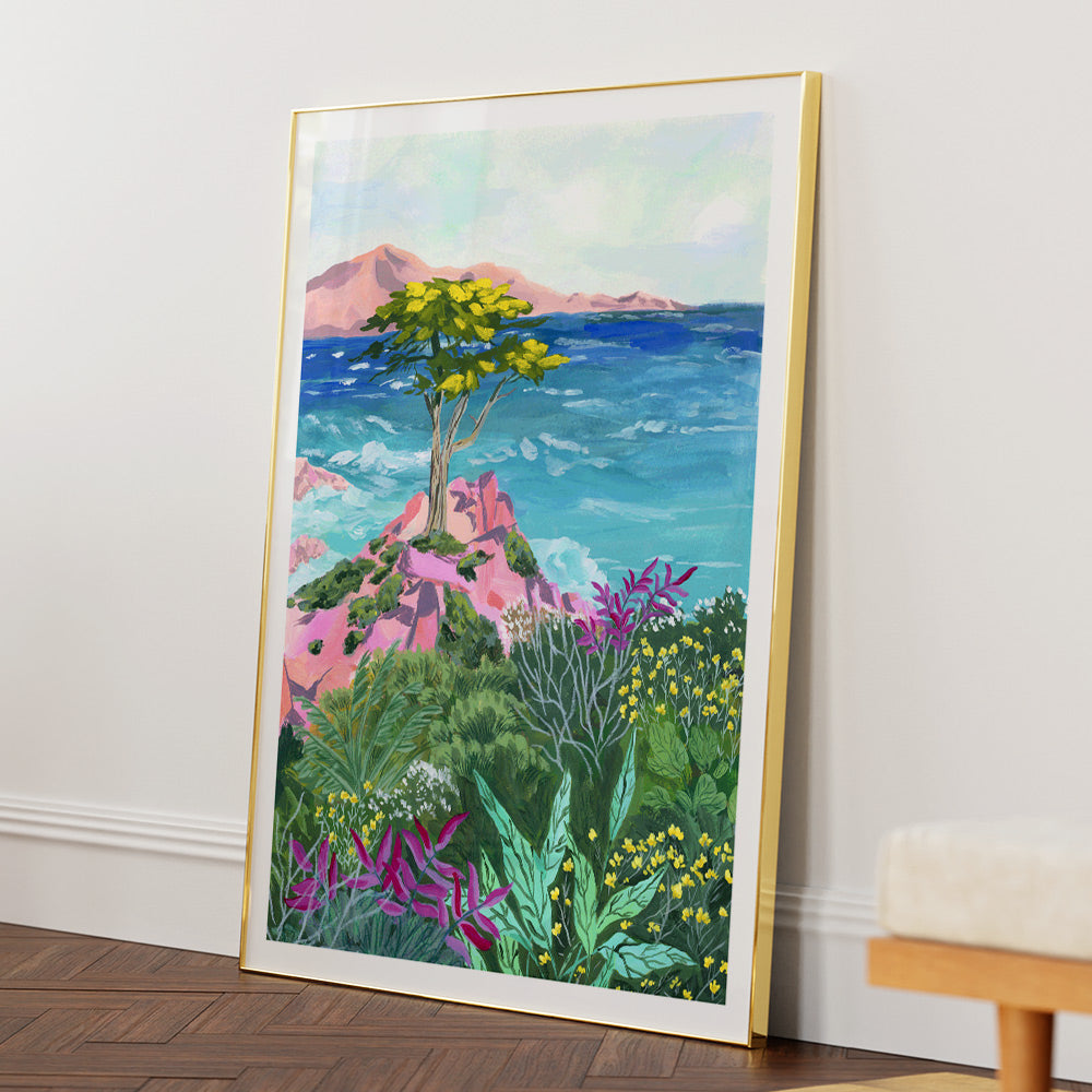 Lone Cypress Coastal Landscape Artwork Painting - XS / Matte Paper / Rolled Art - Nook At You