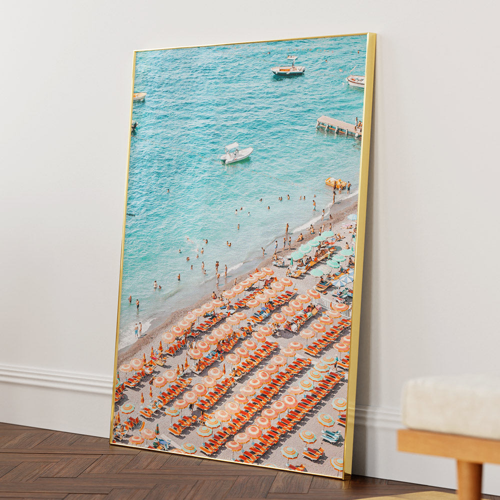 Positano Beach Landscape Art Print (Vertical) - XS / Matte Paper / Rolled Art - Nook At You