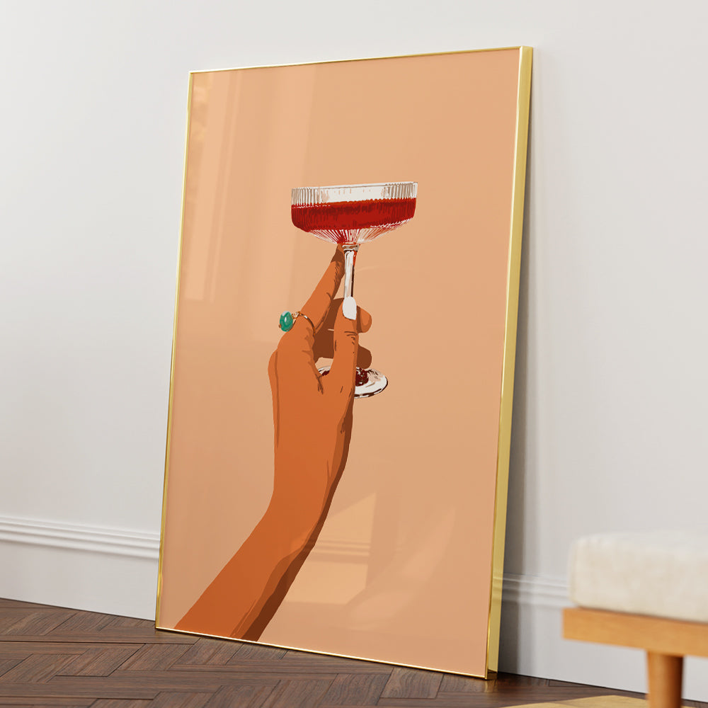 A Hand Holding A Glass Of Red Wine Art Print - XS / Matte Paper / Rolled Art - Nook At You