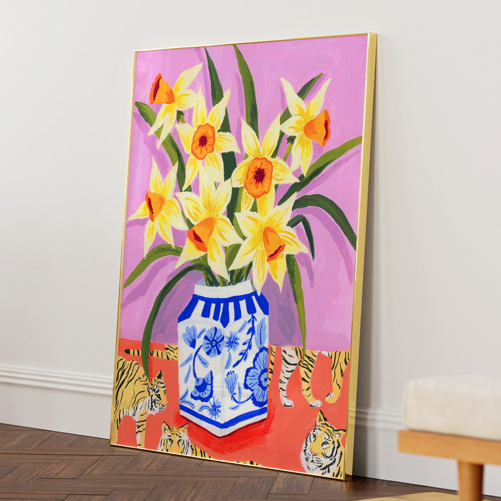 Daffodil Parade Boho painting - XS / Matte Paper / Rolled Art - Nook At You