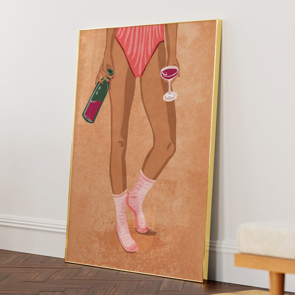 Wine and socks Wall Art Poster - XS / Matte Paper / Rolled Art - Nook At You