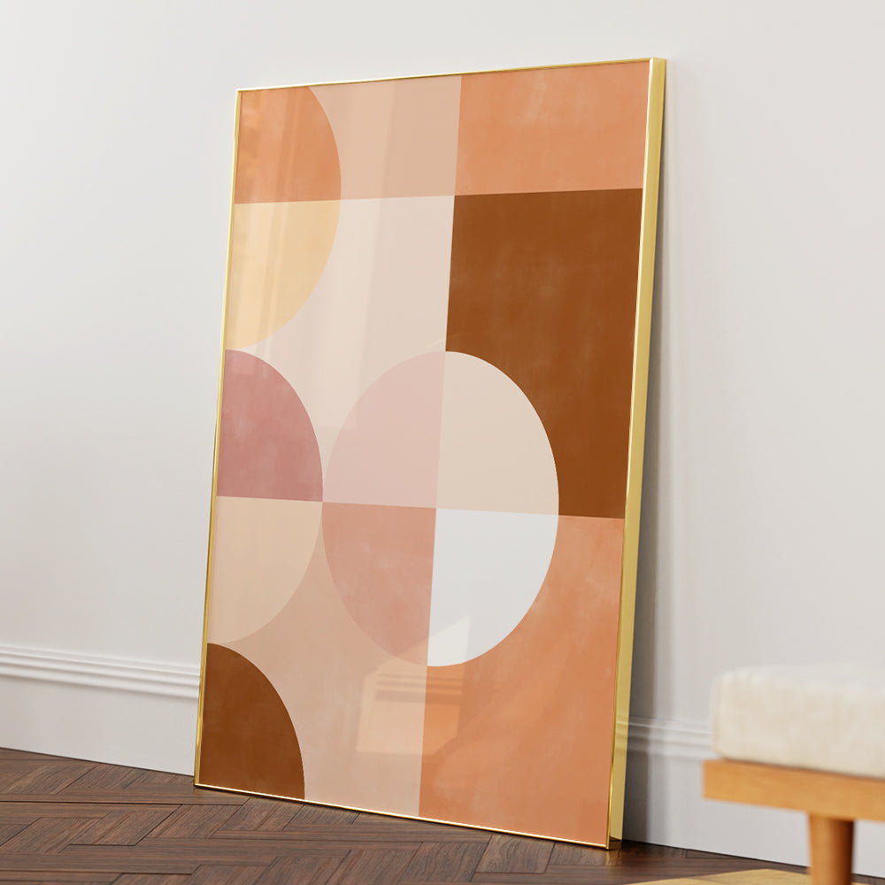 Neutral Grid Geometric Art - XS / Matte Paper / Rolled Art - Nook At You