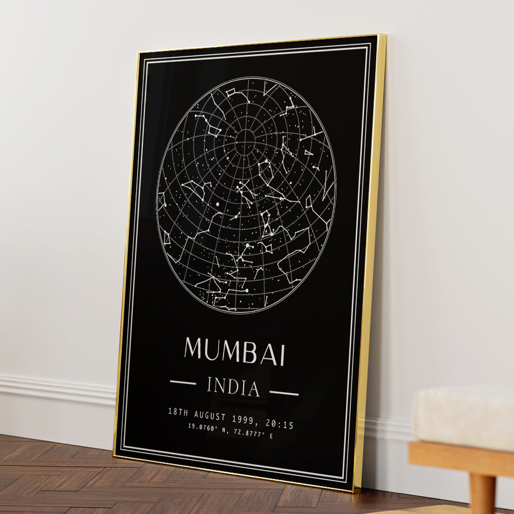 Custom Star Map - Black - Classic - XS / Canvas / Rolled Art - Nook At You