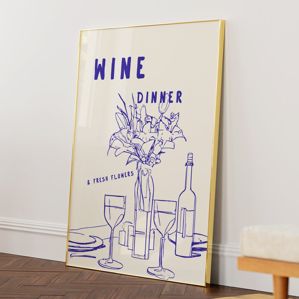 Floral Wine Evening Wall Art Print - XS / Matte Paper / Rolled Art - Nook At You
