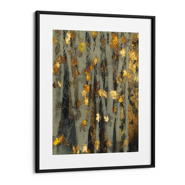 Gold Leaf Abstract Art-Black Frame With Mount-Nook At You