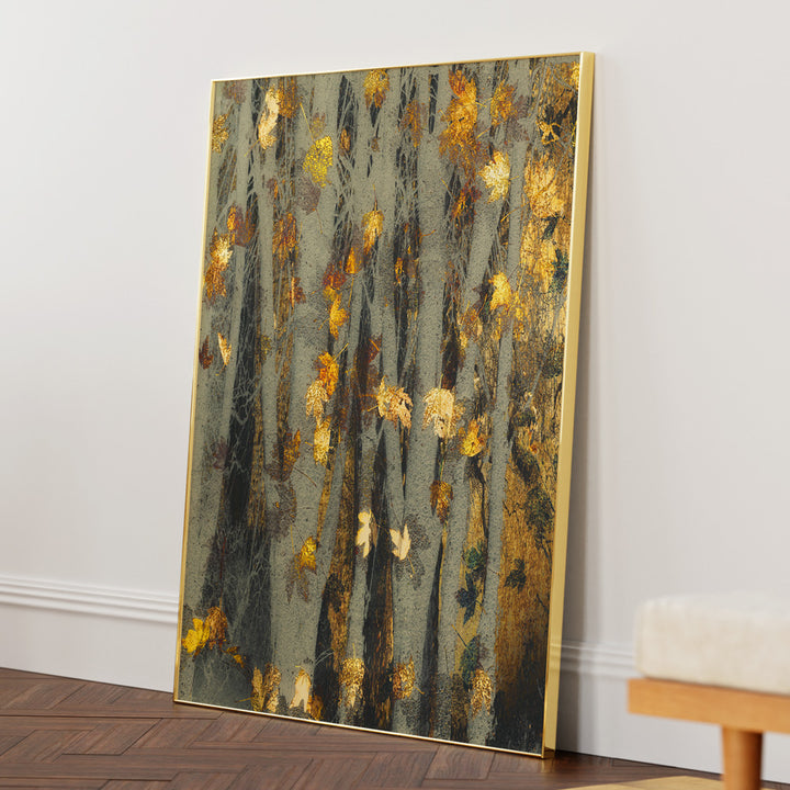 Gold Leaf Abstract Art-Gold Metal Frame-Nook At You