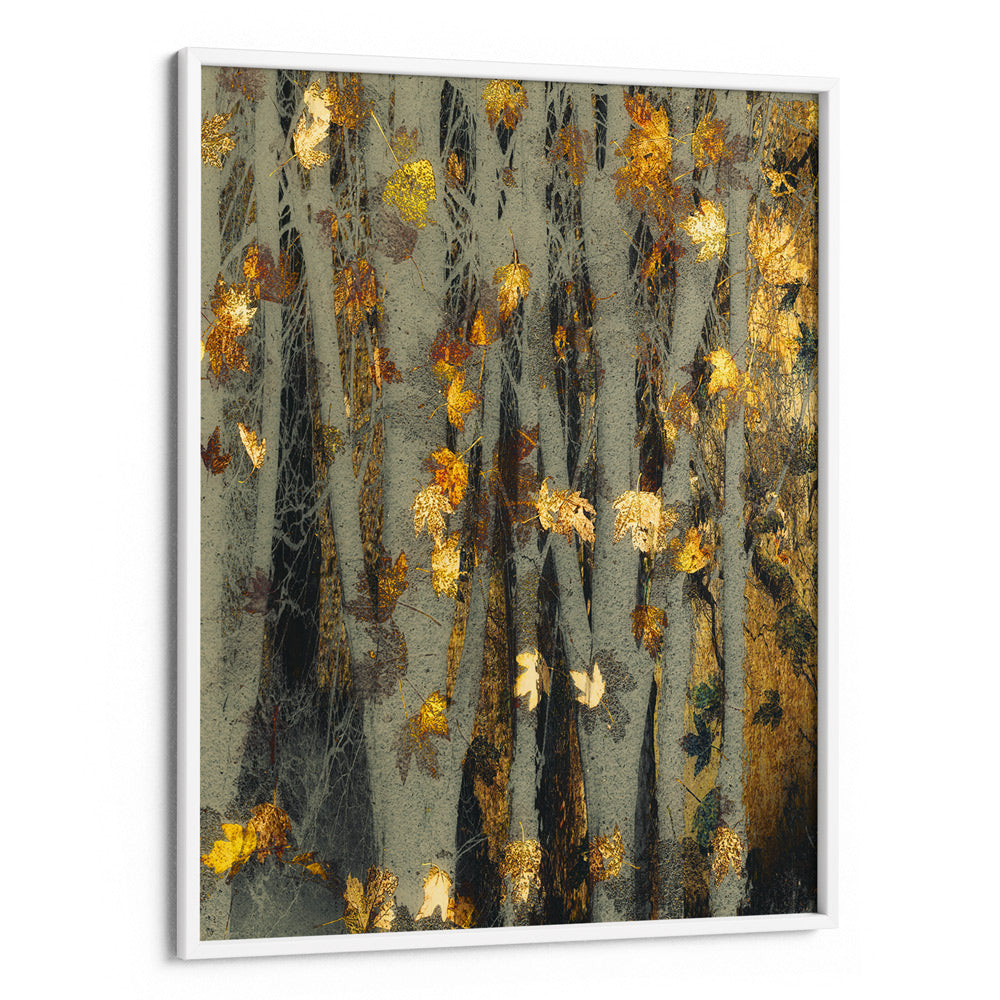 Gold Leaf Abstract Art-White Frame-Nook At You