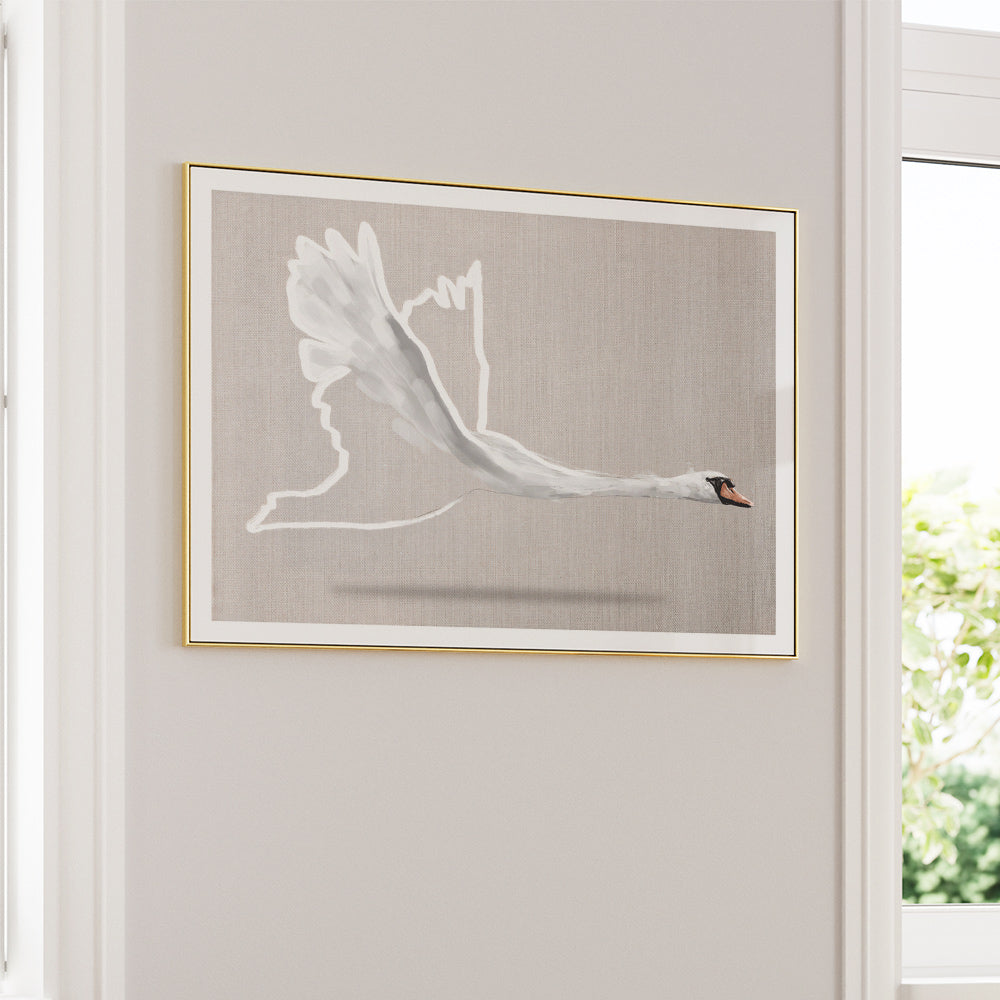 Swan in Flight Abstract Wall Art - XS / Matte Paper / Rolled Art - Nook At You