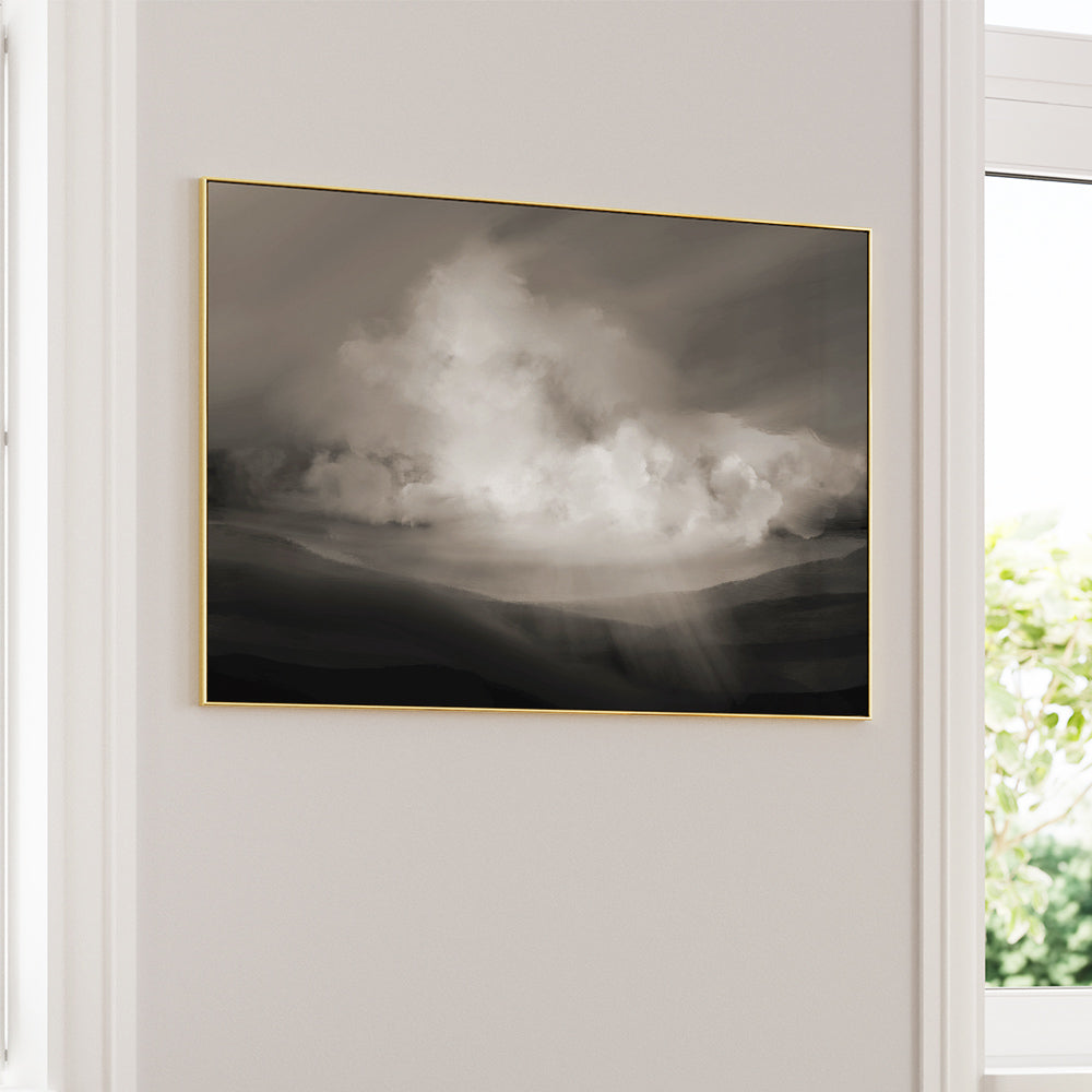 Celestial Drift – Moody Grey Landscape Abstract Art - XS / Matte Paper / Rolled Art - Nook At You