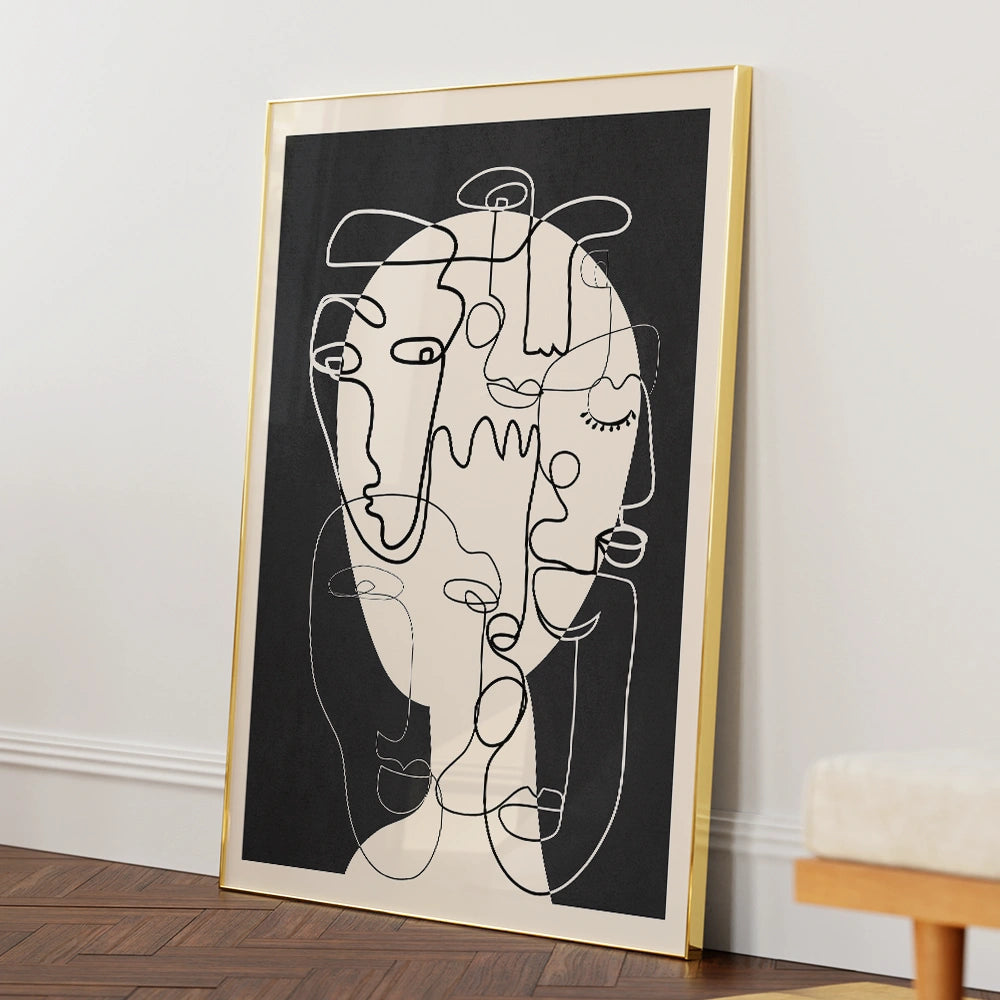Abstract Line Faces Wall Art for Living Room - XS / Matte Paper / Rolled Art - Nook At You