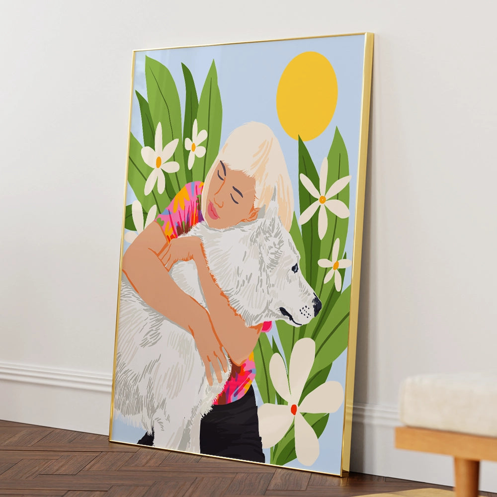 All You Need Is Love and a Dog Boho Wall Art - XS / Matte Paper / Rolled Art - Nook At You