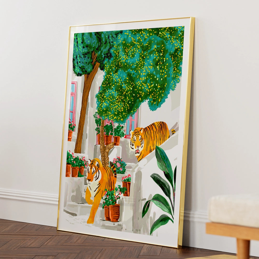 Tigers In Greece Botanical Wall Art - 5XL / Canvas / Rolled Art - Nook At You