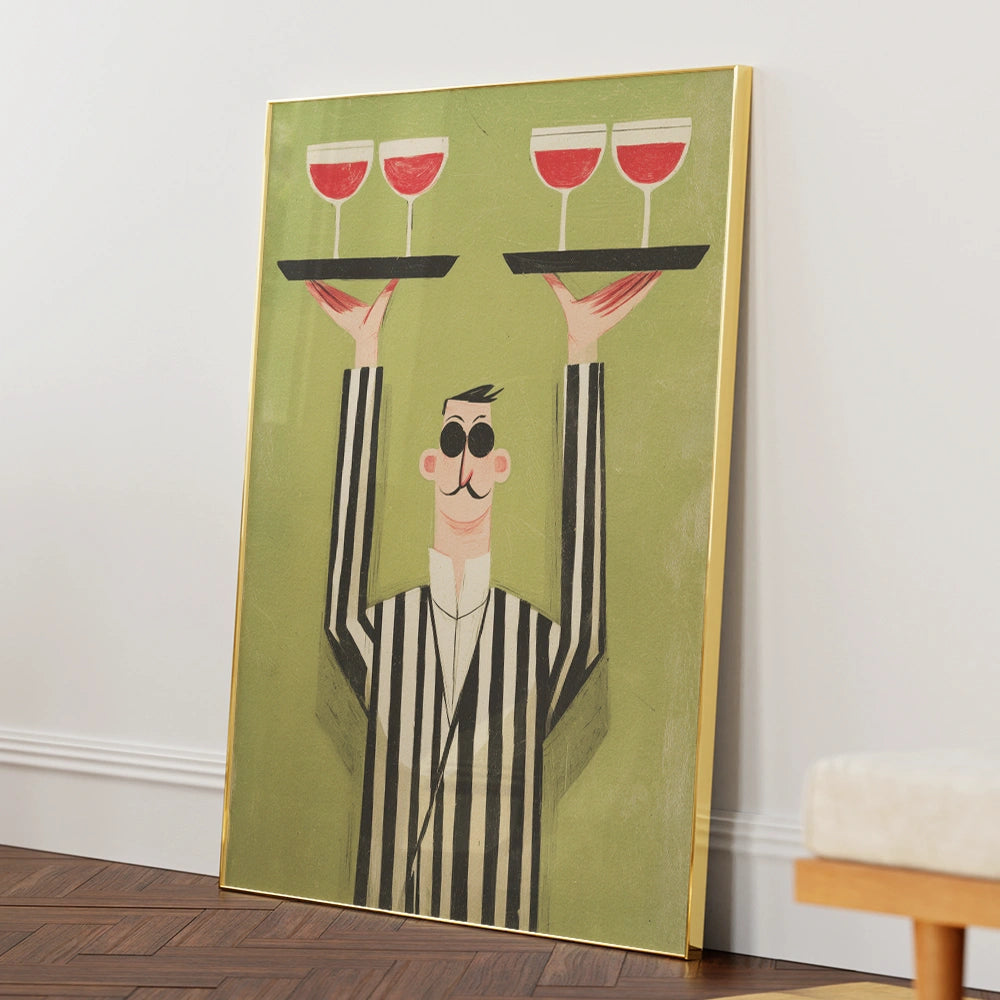 Elegant Waiter Service Gourmet Painting - XS / Matte Paper / Rolled Art - Nook At You