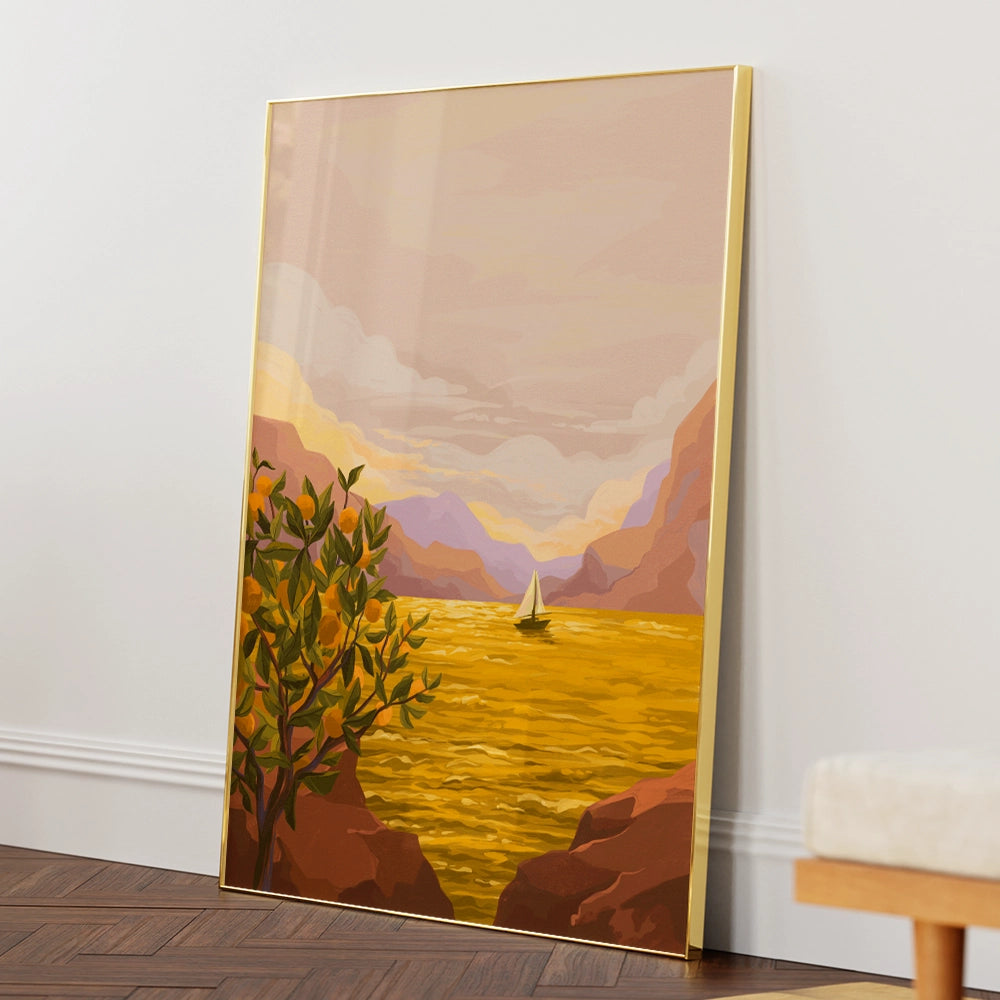Golden Sunset Landscape Wall Art Print - XS / Matte Paper / Rolled Art - Nook At You