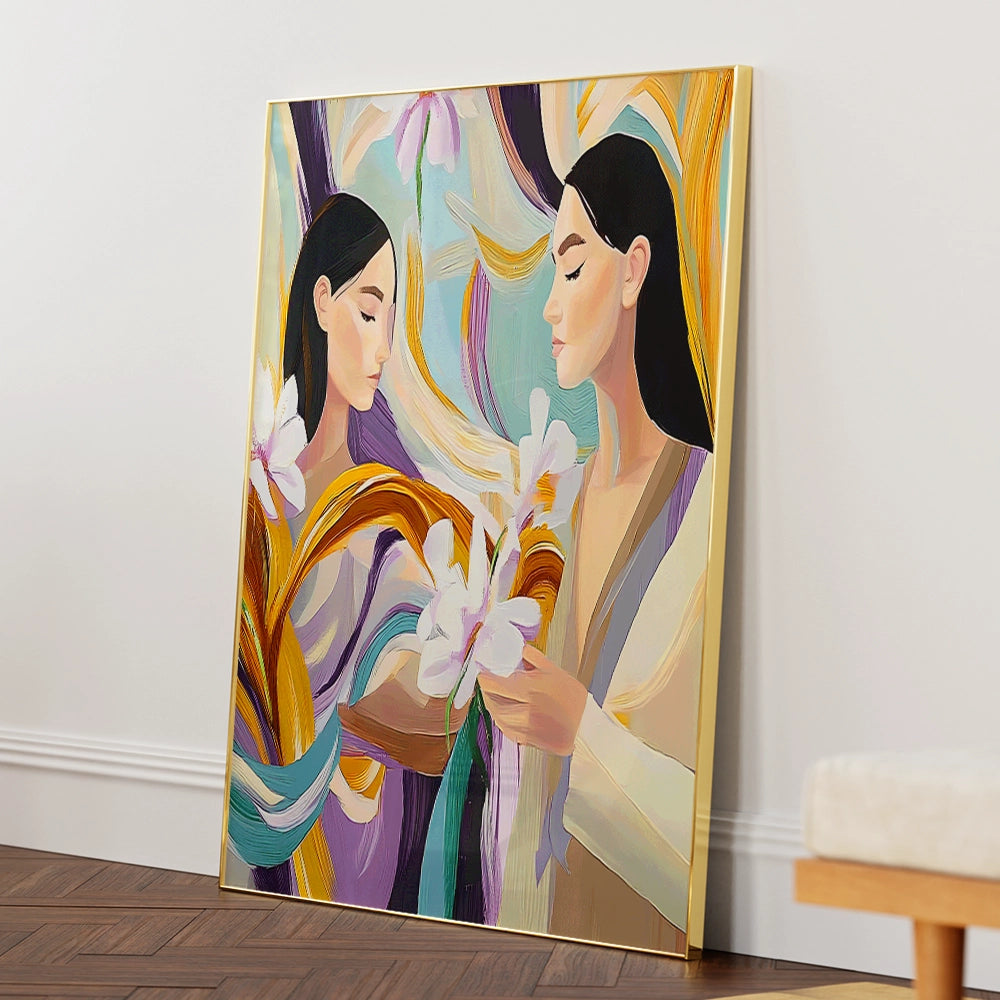 Held Between Us Women Illustration Wall Art Poster - XS / Matte Paper / Rolled Art - Nook At You
