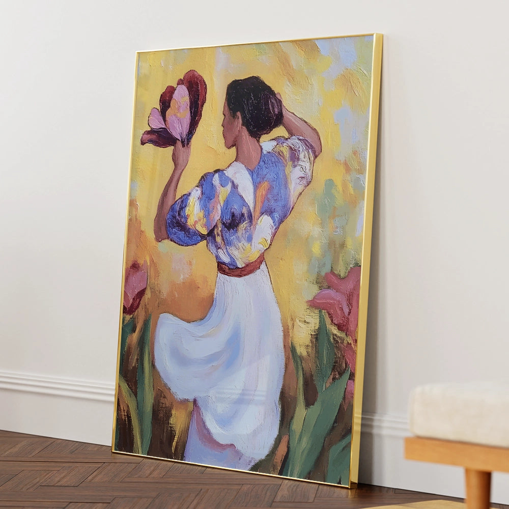 Dance Of The Tulips Women Illustration Wall Art - XS / Matte Paper / Rolled Art - Nook At You