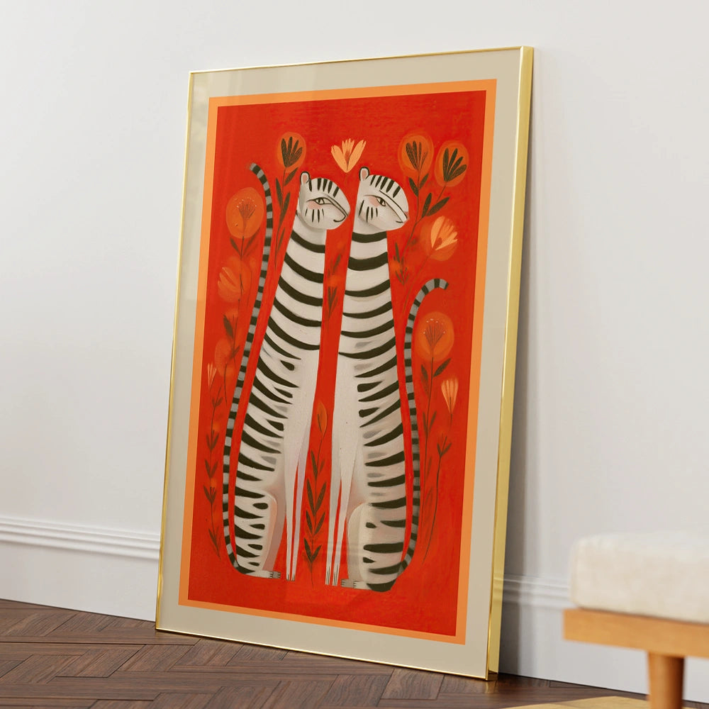 Whimsical White Tigers Canvas Wall Art - XS / Matte Paper / Rolled Art - Nook At You