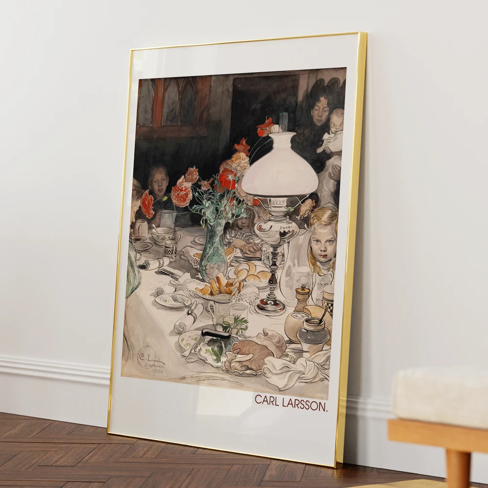 Carl Larsson - Around the Evening Lamp (1900) Exhibition Wall Art Print - XS / Matte Paper / Rolled Art - Nook At You