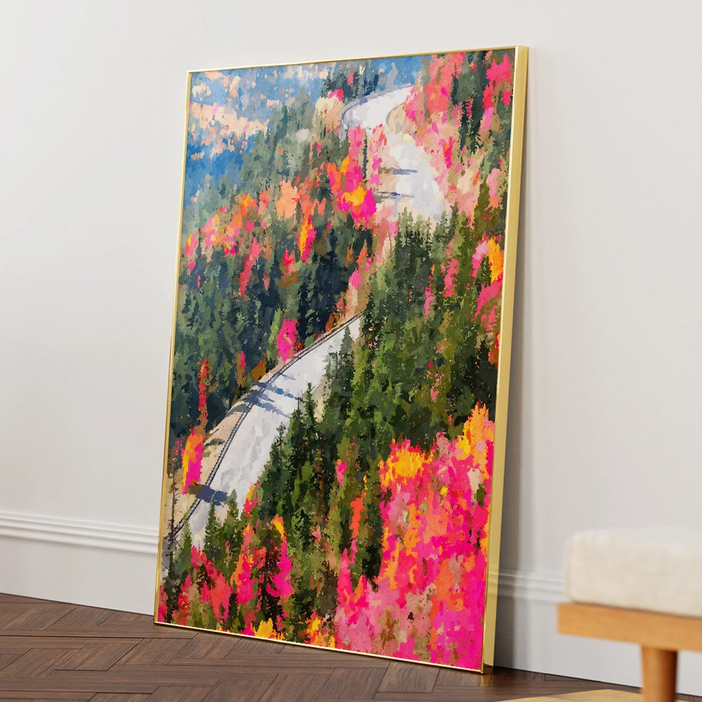Valley of Pink Trees Landscape Painting - XS / Matte Paper / Rolled Art - Nook At You