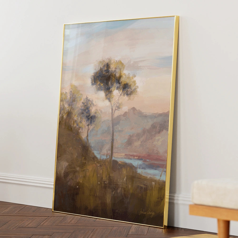 Hazy Mountain Retreat Landscape Art For Living Room - XS / Matte Paper / Rolled Art - Nook At You