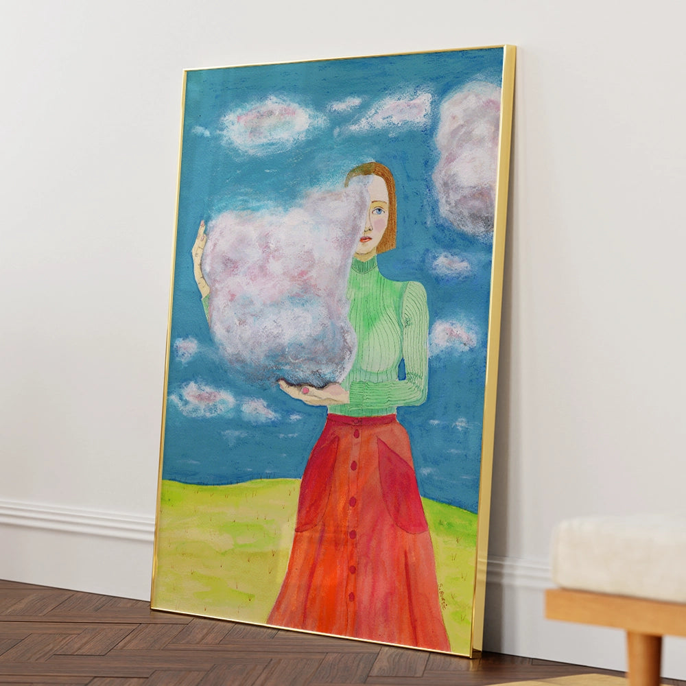 Head in the Clouds – Women Illustration Painting - XS / Matte Paper / Rolled Art - Nook At You