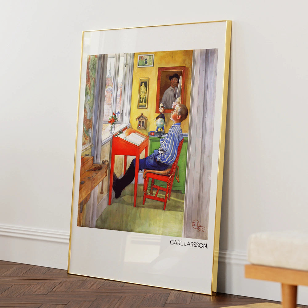 Carl Larsson - Esbjorn Doing His Homework Exhibition Art Poster - XS / Matte Paper / Rolled Art - Nook At You