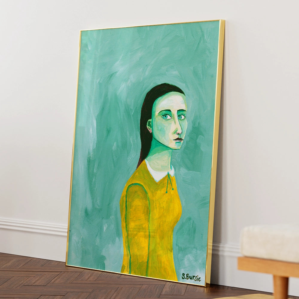 Lady in the Yellow Dress Women Illustration - XS / Matte Paper / Rolled Art - Nook At You