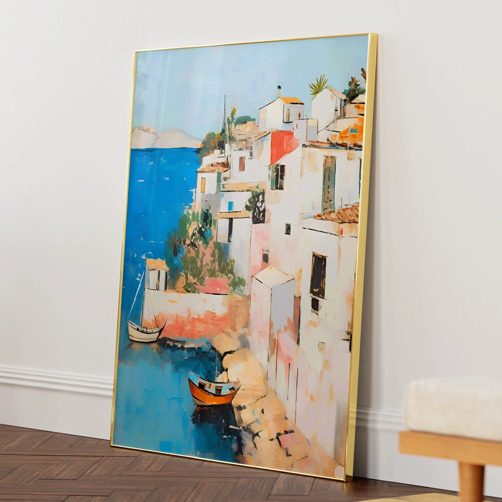 Town By the Sea Landscape Wall Art - XS / Matte Paper / Rolled Art - Nook At You