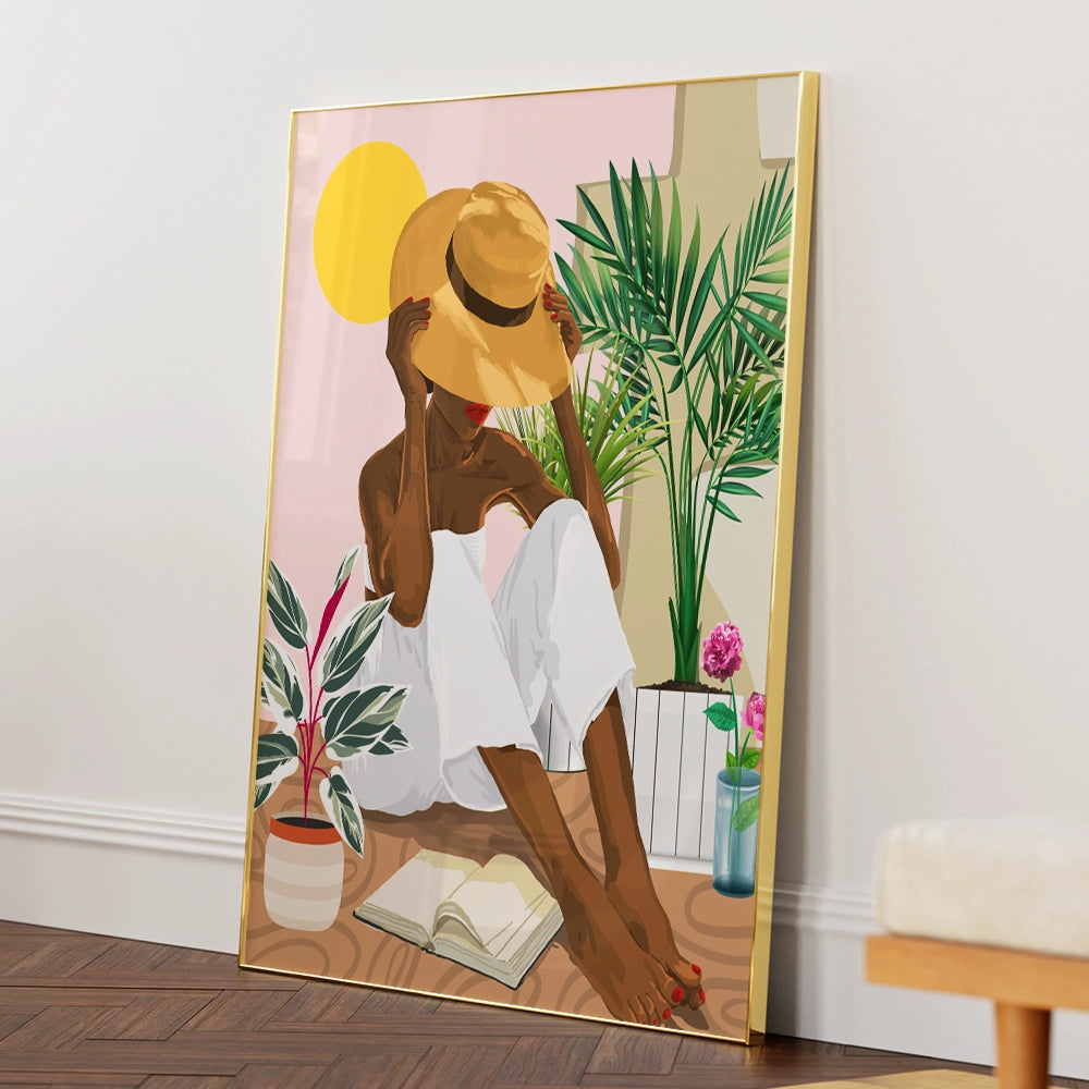 Summer Reading Women Illustration Painting - XS / Matte Paper / Rolled Art - Nook At You