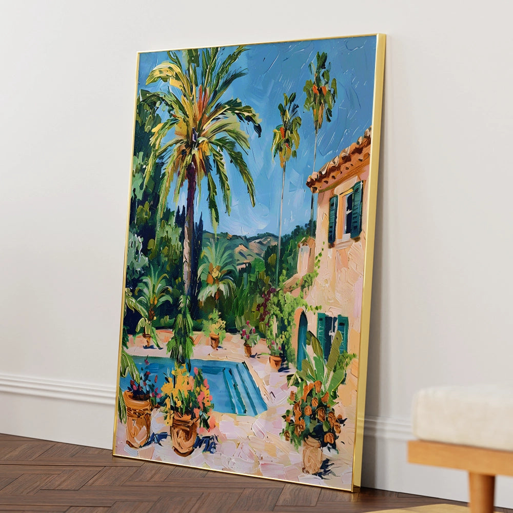 Pool and Palm Landscape Wall Decor - XS / Matte Paper / Rolled Art - Nook At You