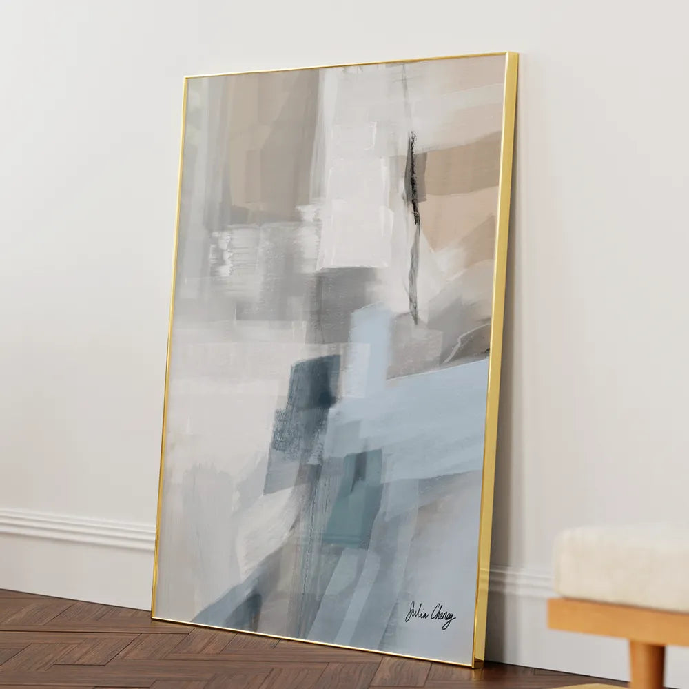Muted Blue Abstract Artwork For Living Room - XS / Matte Paper / Rolled Art - Nook At You