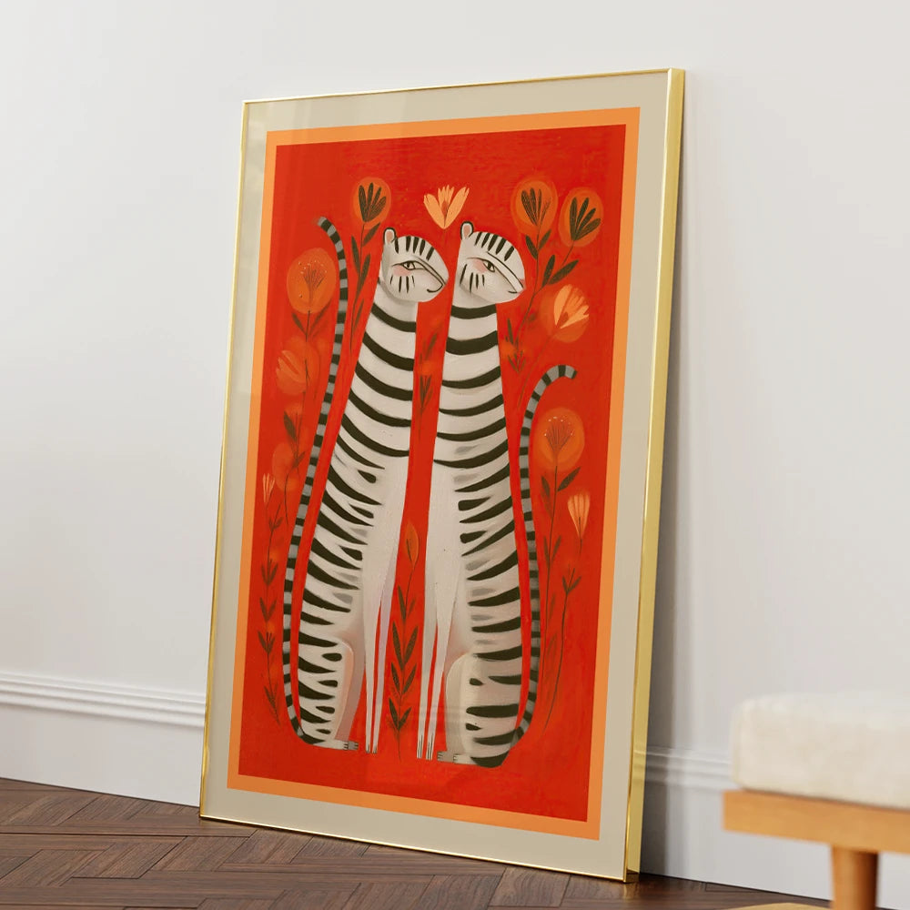 Whimsical White Tigers Canvas Wall Art - XS / Matte Paper / Rolled Art - Nook At You