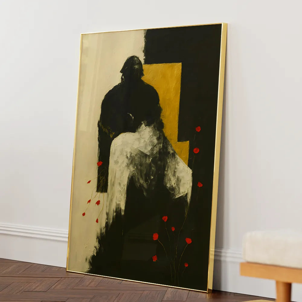 Abstract Couple Poppies Wall Art For Living Room - XS / Matte Paper / Rolled Art - Nook At You