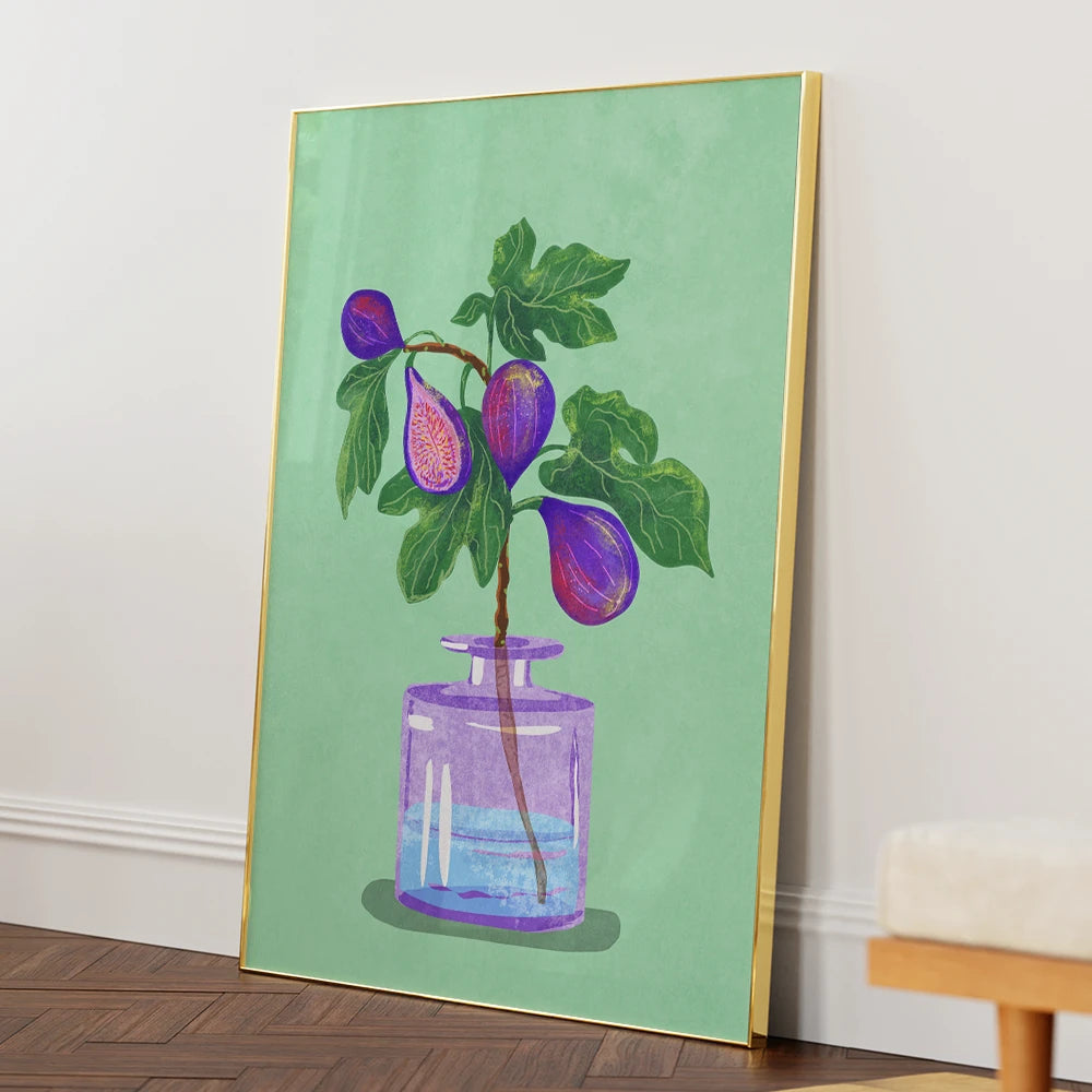 Figs Branch In Vase Botanical Painting - XS / Matte Paper / Rolled Art - Nook At You
