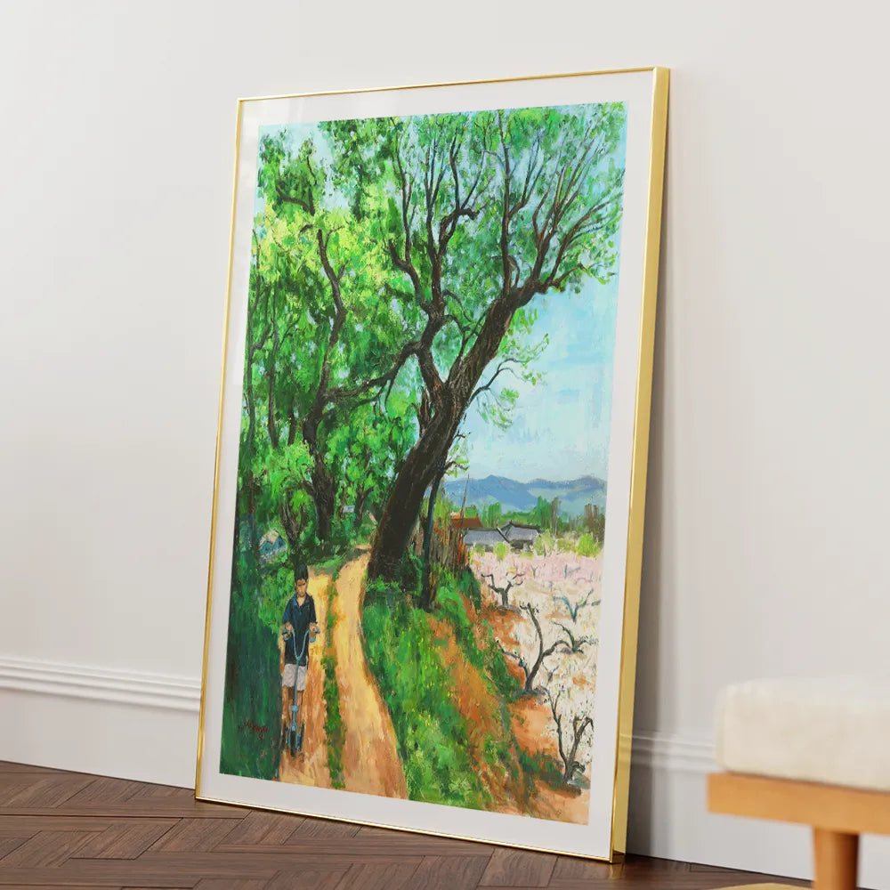 Childhood Spring Path Canvas Landscape Wall Art - XS / Matte Paper / Rolled Art - Nook At You