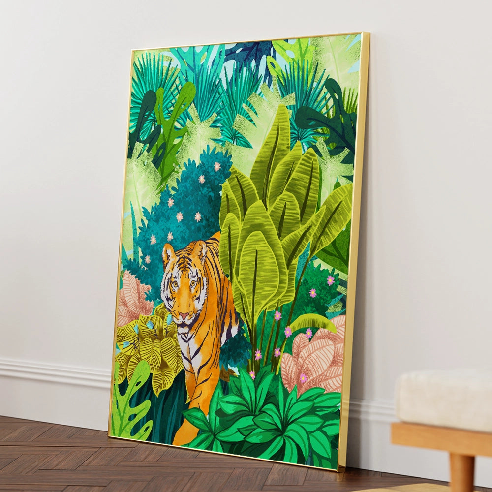 Jungle Tiger Botanical Art Prints - XS / Matte Paper / Rolled Art - Nook At You
