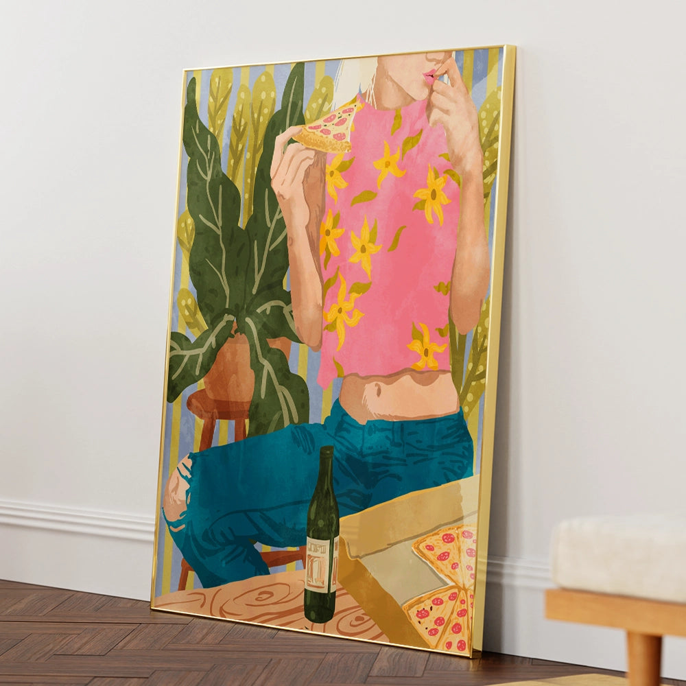 Pizza Boho illustrations For Wall - XS / Matte Paper / Rolled Art - Nook At You
