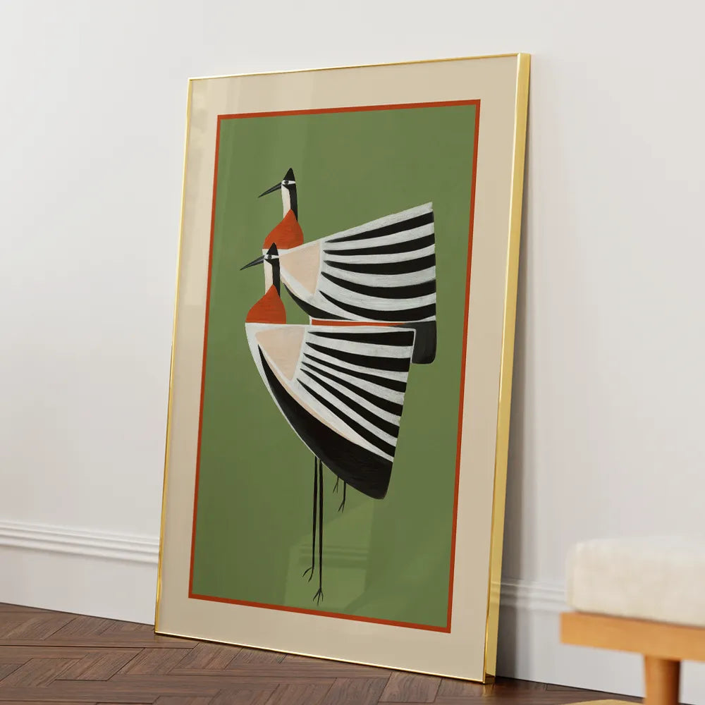 Elegant Stacked Birds Abstract Painting - XS / Matte Paper / Rolled Art - Nook At You