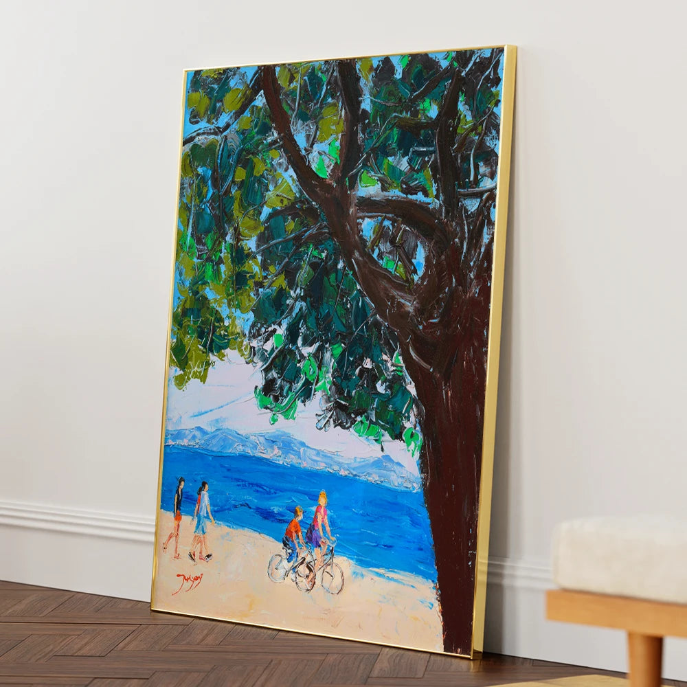 Coastal Walk and Cycles Landscape Painting - XS / Matte Paper / Rolled Art - Nook At You