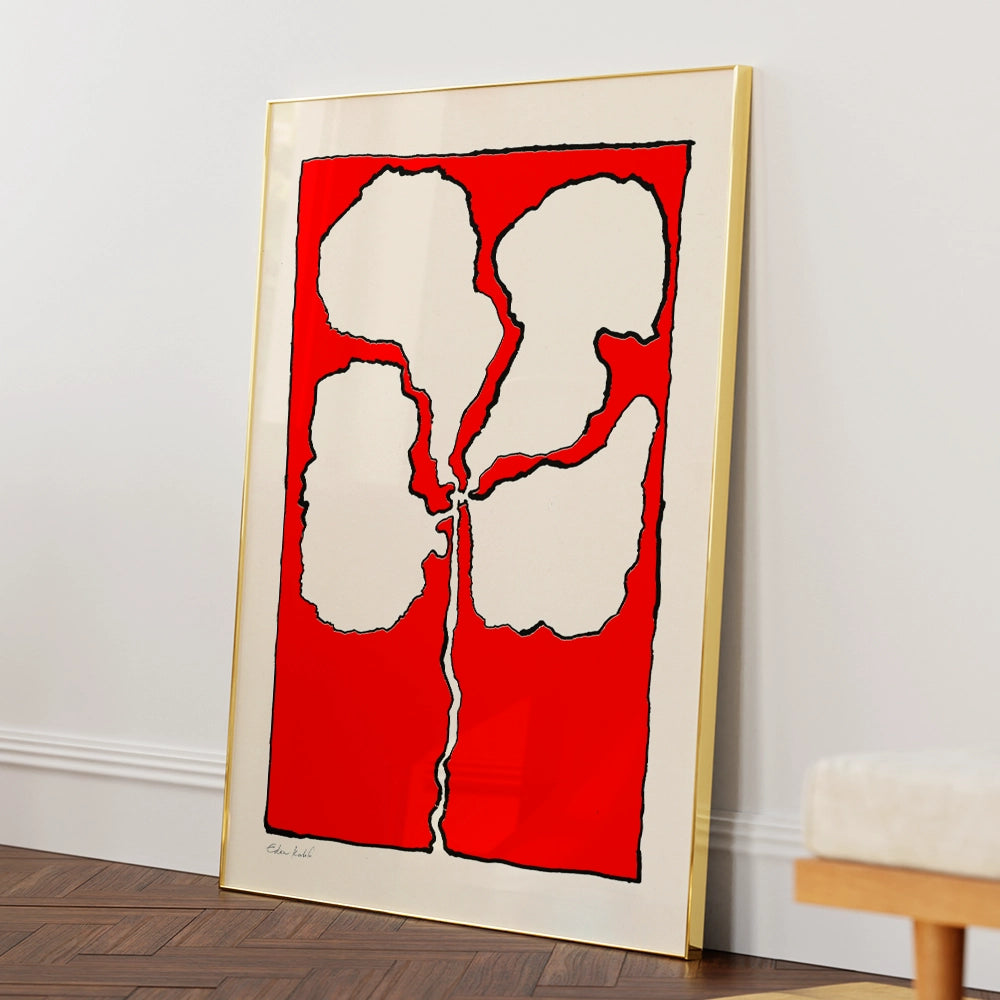 Red Flower Abstract Canvas Painting - XS / Matte Paper / Rolled Art - Nook At You