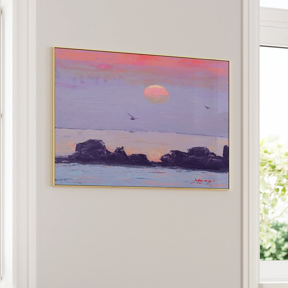 Purple Ocean Sunset Landscape Wall Art Poster for Living Room - XS / Matte Paper / Rolled Art - Nook At You