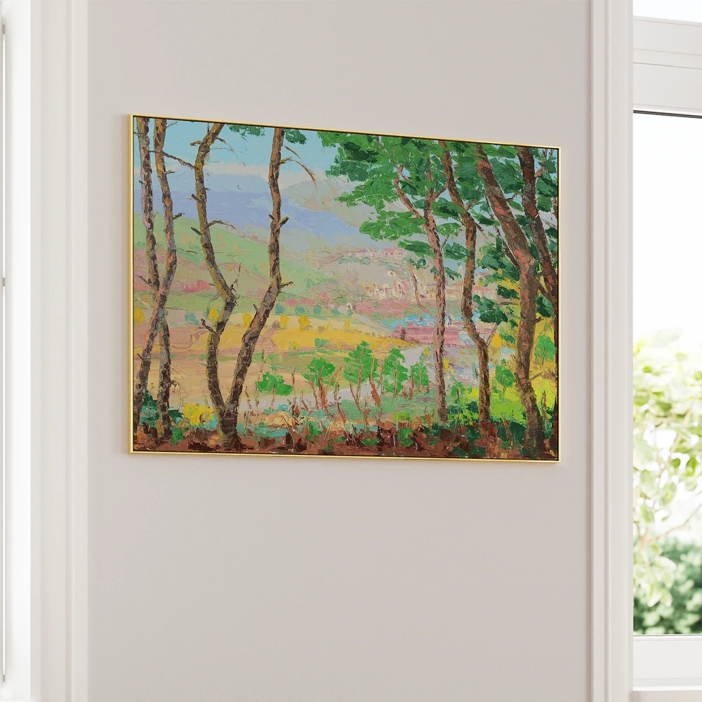 Scenic Valley Village Landscape Wall Art Painting - XS / Matte Paper / Rolled Art - Nook At You