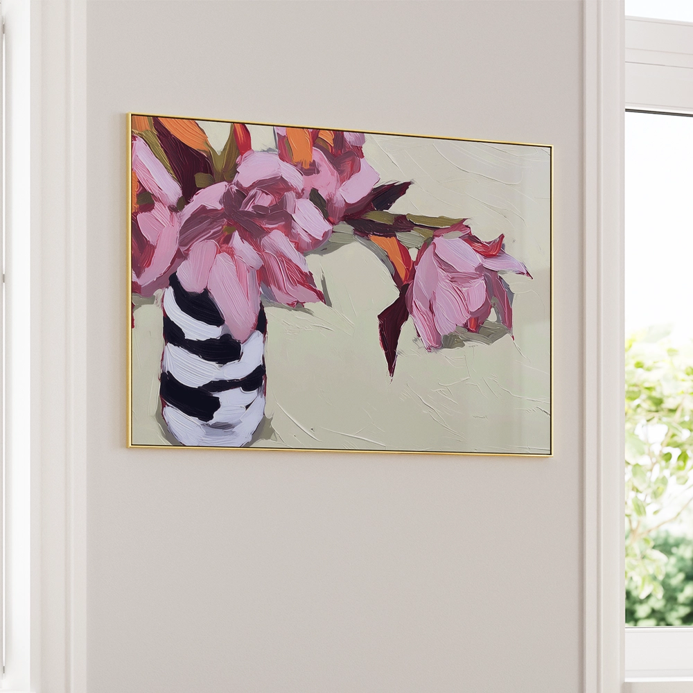 Pink Flowers Botanical Canvas Painting - XS / Matte Paper / Rolled Art - Nook At You