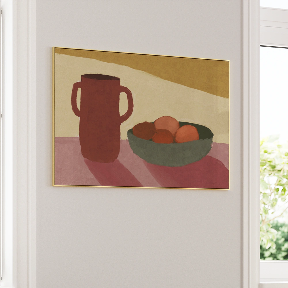 Jug With Peaches Abstract Wall Decor - XS / Matte Paper / Rolled Art - Nook At You