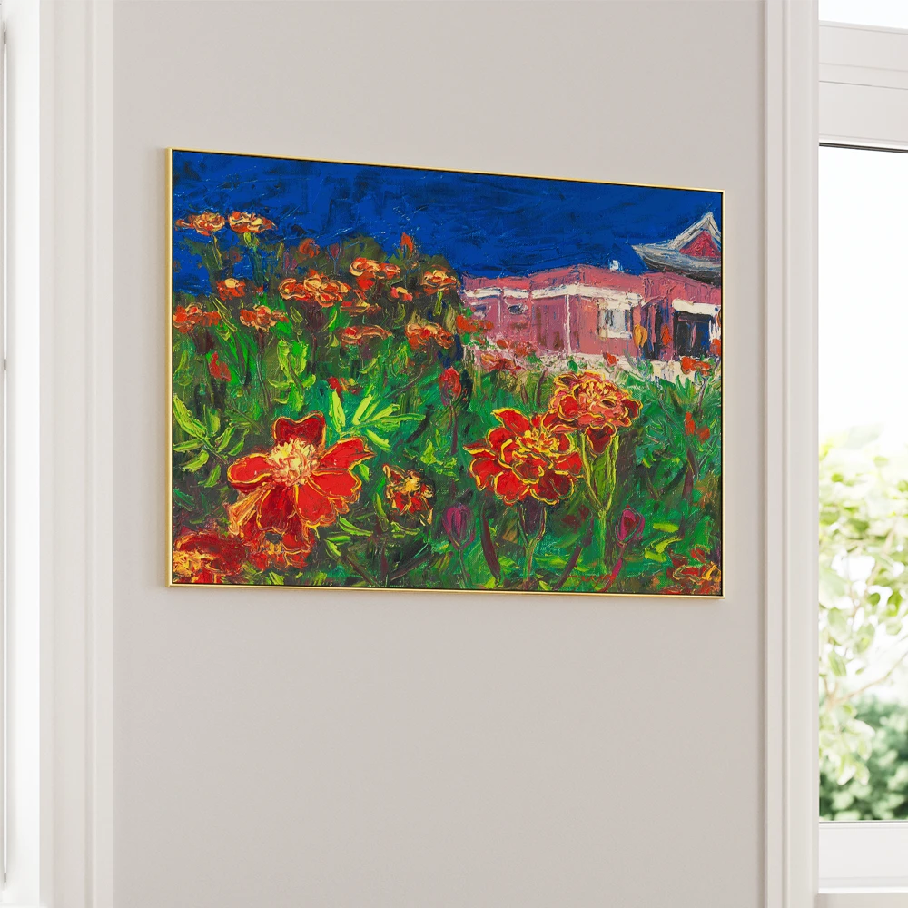 Temple Garden Marigolds Botanical Wall Art Poster - XS / Matte Paper / Rolled Art - Nook At You