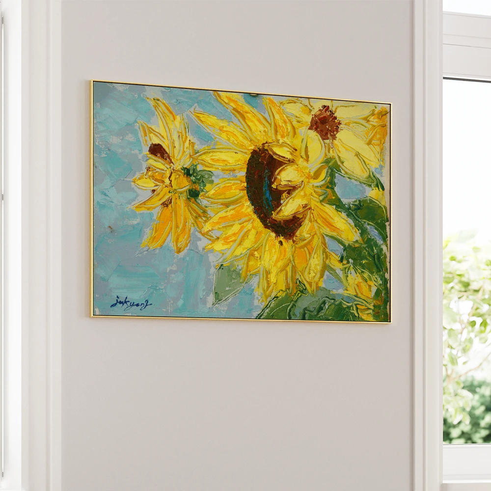 Bright Yellow Sunflowers Floral Wall Art For Living Room - XS / Matte Paper / Rolled Art - Nook At You