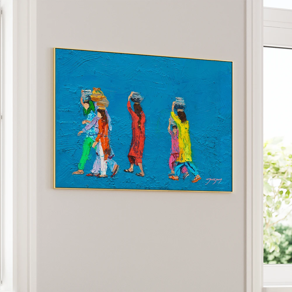 Colorful Water Carriers Canvas Painting for Living Room - XS / Matte Paper / Rolled Art - Nook At You