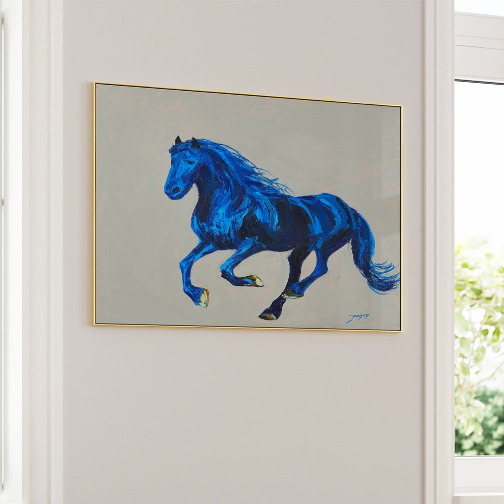 Dynamic Blue Gallop - Horse Painting - XS / Matte Paper / Rolled Art - Nook At You