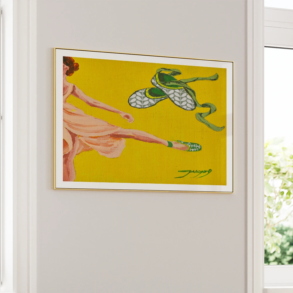 Dancing Ballerina Yellow Women Illustration Wall Art Poster - XS / Matte Paper / Rolled Art - Nook At You