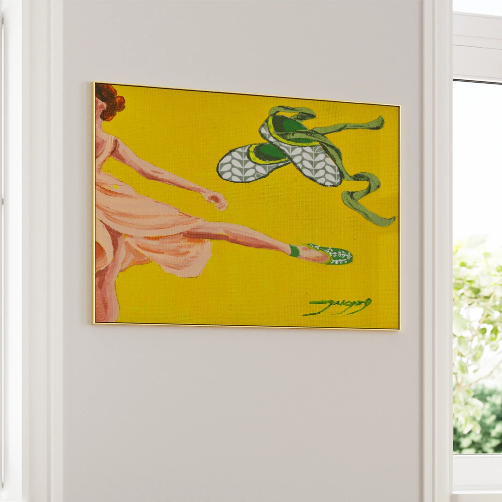 Dancing Ballerina Yellow Women Illustration Wall Art Poster - XS / Matte Paper / Rolled Art - Nook At You